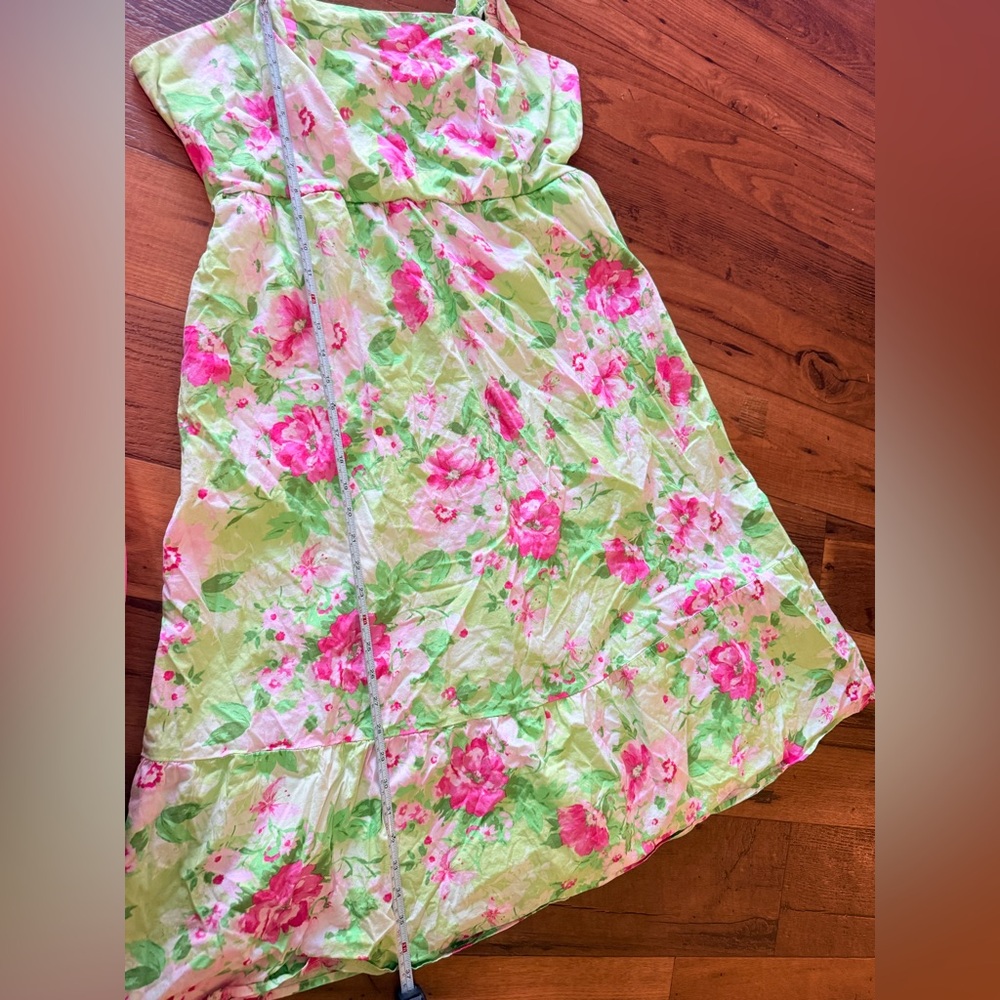 Like New Torrid Size 1 Floral Spring Midi Sundress Garden Pink Green - Picture 10 of 13